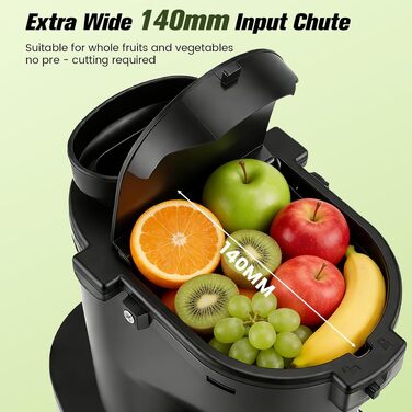 Шнекова соковижималка Entsafter Slow Juicer 400W для цілих овочів та фруктів, чаша 1.8л, холодний віджим, BPA-free