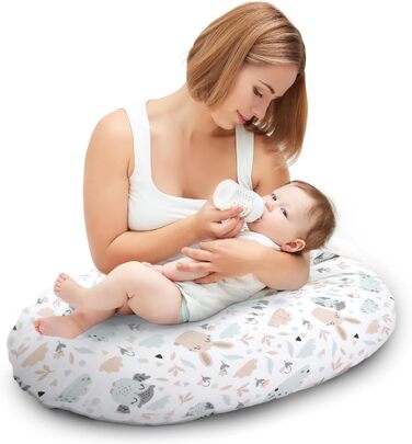 Подушка для сну на бік для мами та дитини Totsy Baby 190 см з кудрявим чохлом Oeko-Tex, сірий колір з візерунком