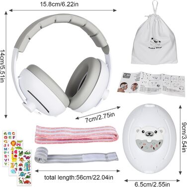 Навушники для захисту від шуму USHOP для немовлят 2-в-1, 25dB, регульоване антиковзне кріплення, до 48 місяців, м'які та легкі, запобігають пошкодженню слуху