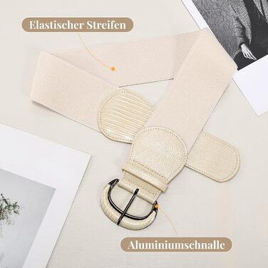 Жіночий широкий еластичний пояс WERFORU для суконь та костюмів, розмір 94-107 см (K-khaki)