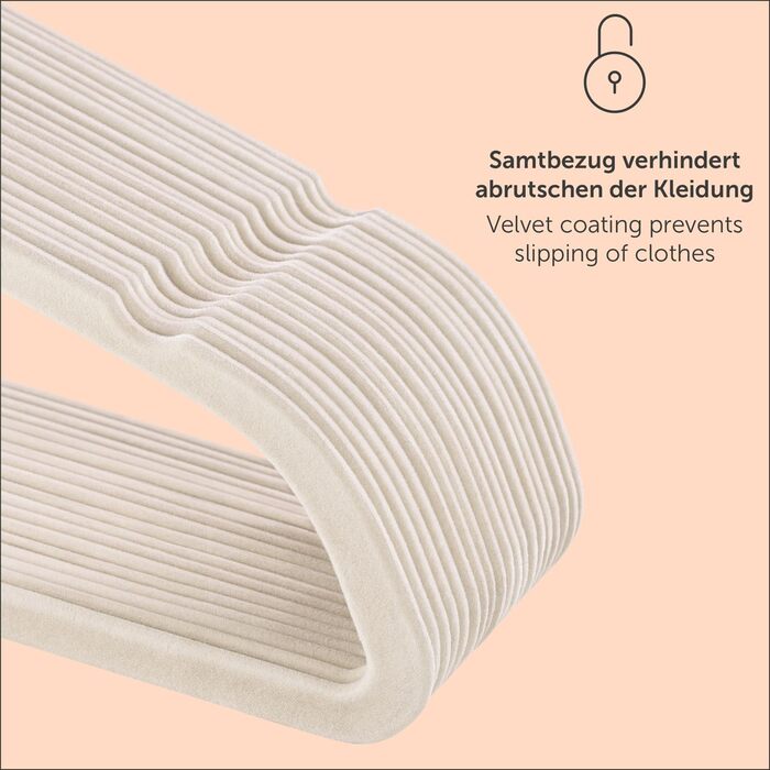Blumtal Clothes Hangers, 50 Pieces - Velvet Clothes Hangers, 360° Rotatable and Load-Bearing - Space-Saving and Non-Slip Clothes Hangers - White Clothes Hangers with Velvet Covering - Velvet Hangers / Velvet Hangers - Shirt Hangers White