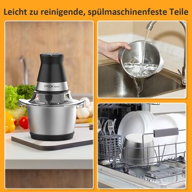 Електричний подрібнювач для кухні з нержавіючою сталею 1.2L, 400W, 4 леза