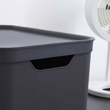 Jive Dekobox 3-Piece Storage Box Set, 16l with Lid, Recycled Plastic (PP), Dark Grey, 3x16l (37.5 x 27.8 x 29.8 cm), Anthracite