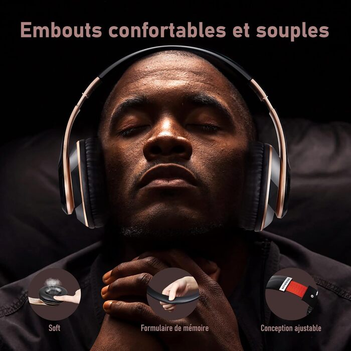 Bluetooth навушники Over-Ear з 6 режимами еквалайзера, 65 годин роботи, HD-мікрофон, FM, SD/TF для подорожей