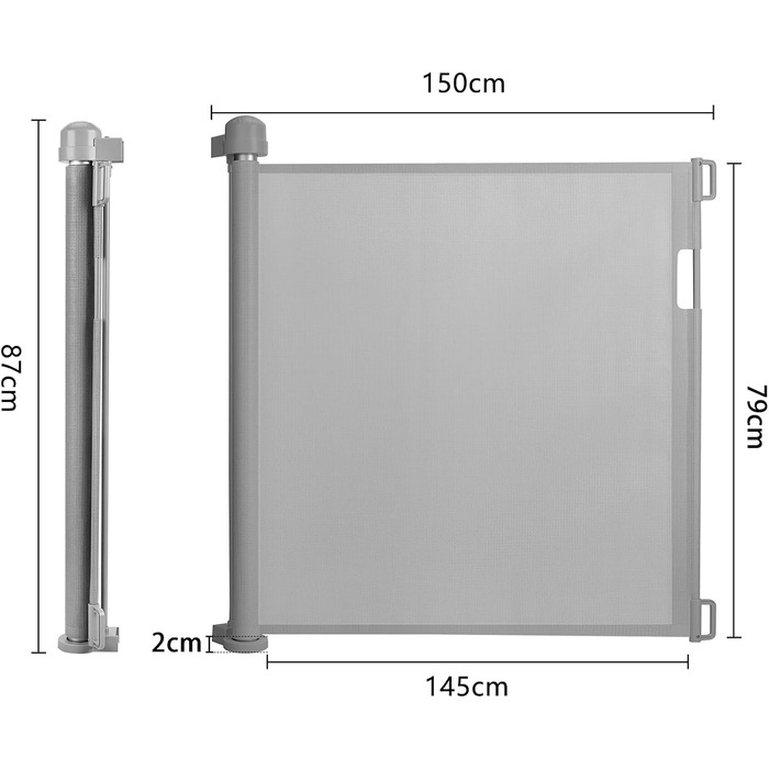 Захист для воріт NAIZY: ролетний захист від сходів, сітка для дітей та собак, висувна бар'єра для дому та вулиці (150см, сірий)