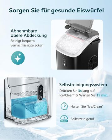 EUHOMY Stainless Steel Ice Maker - 24 Cubes in 13 Minutes, 24kg/24H Capacity - Self-Cleaning, 3.2L Ice Maker with Scoop & Basket for Home, Kitchen, Office, Bar, RV