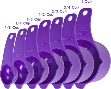 Violetta Measuring Cup and Spoon Set, 15 Pieces, Plastic Measuring Cups, 7 Plastic Measuring Cups and 7 Plastic Measuring Spoons with Leveler, Cute Measuring Cups for Baking and Kitchen