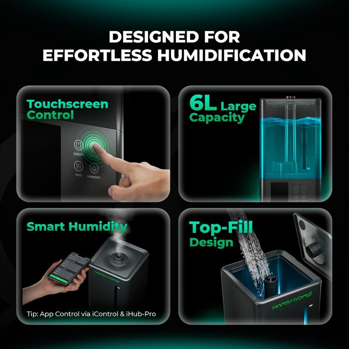 Увлажнитель воздуха MARS HYDRO New Plant 6L с регулировкой влажности, таймером, ультразвуком, без протечек для теплицы, гроубокса, indoor выращивания