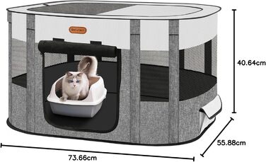 Клітка-манеж для тварин, розкладний загон для кошенят та цуценят, клітка для собак, манеж для цуценят для дому, переносна клітка з сумкою, намет, для відпочинку на природі, кемпінг, розмір L (СІРИЙ, розмір S:)