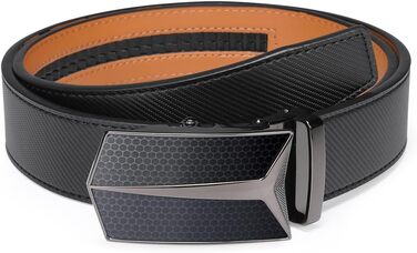 Чоловічий шкіряний ремінь VRLEGEND з автоматичною пряжкою, без дірок, для ділового костюма, розмір регулюється, з подарунковою коробкою, чорний (52W-56W, 160см)