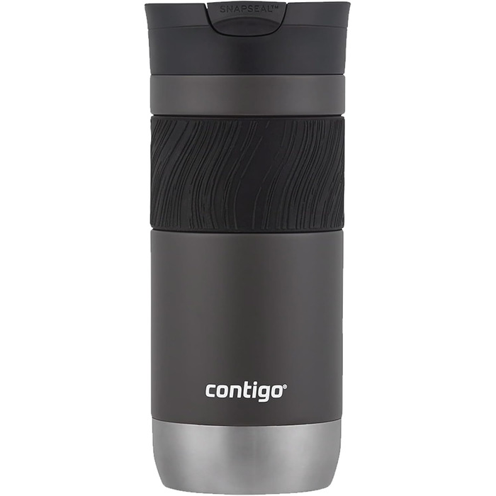 Contigo Byron Snapseal Stainless Steel Travel Mug - Leakproof, Dishwasher Safe Lid, BPA-Free, 590ml - Black