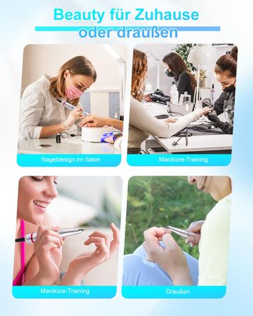 Електрична машинка для манікюру та педикюру CozyZen Professional: 45000 об/хв, LCD-дисплей, керування рукою/ногою, тиха робота, для акрилу та гелю, білий