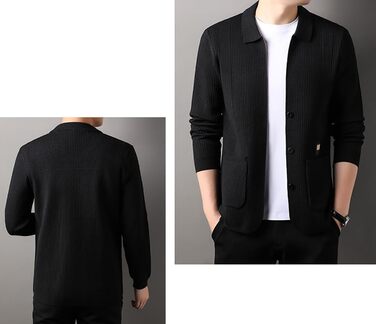 Чоловічий в'язаний жакет з ревером та довгими рукавами, з кишенями, бежевий, для осені