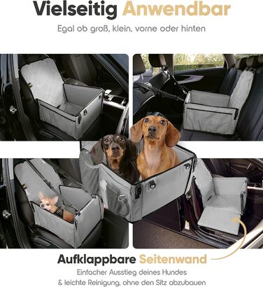 Extra Stable Dog Car Seat - Reinforced Walls & 5 Straps - Waterproof Dog Car Seat for Rear & Front Seat (Standard Size)