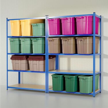 OfficeMarshal Heavy-Duty Shelving Unit - Lakota (200x120x60 cm, Blue)