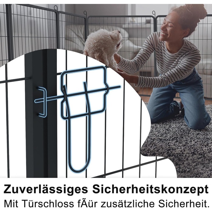 Вольєр для цуценят/маленьких собак 80x65 см, розкладний, з дверима та ґрунтовими анкерами, для внутрішнього/зовнішнього використання, вологостійкий