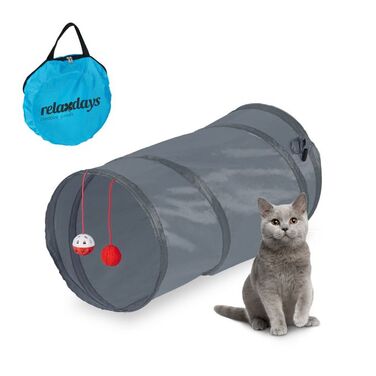 Relaxdays Складаний котячий тунель з іграшками