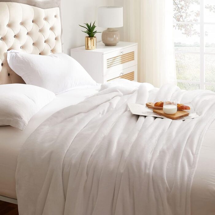 Плед з мікрофібри KMUSET, білий, 150x180 см, теплий та м'який