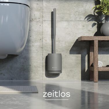 Силіконова щітка для унітазу на стіну - без свердління, з тримачем. Точна щітка для унітазу - сірий колір