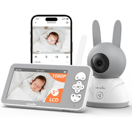 Відеоняня Wansview з камерою та APP - 5-дюймовий монітор для дитини без Wi-Fi з камерою для дитини 2.4/5 GHz, нічне бачення, відстеження руху, 2-сторонній аудіо, визначення температури, детекція руху/звуку