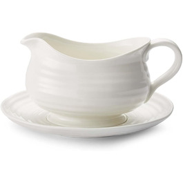 Порцелянова соусниця з підставкою Portmeirion Home & Gifts, біла, 22,5x18x10 см