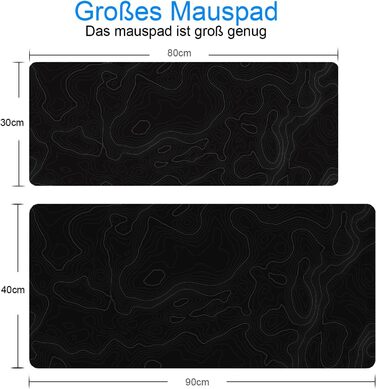 Килимок для миші ігровий XXL 900x400 мм з художнім контуром, водонепроникний, антиковзкий для ПК, MacBook, ноутбука. Підвищує точність та швидкість