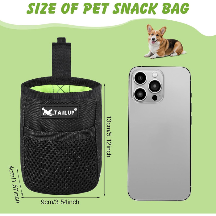 Ланжуе Лекерлібеутель: Сумка для ласощів для маленьких собак, чорна, з кліпсою для ременя, 600D Oxford, 2 шт.