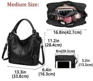 Жіноча сумка-шопер 2в1 Reaer: сумка через плече та хобо для офісу, навчання, покупок, подорожей, чорна (M)