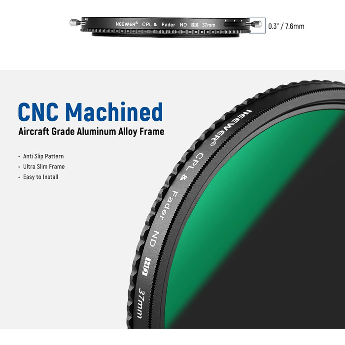 ND-фільтр Neewer 82mm 2-в-1 (ND2-ND32) + CPL (поляризаційний) фільтр, 30 шарів, HD скло, водонепроникний, стійкий до подряпин