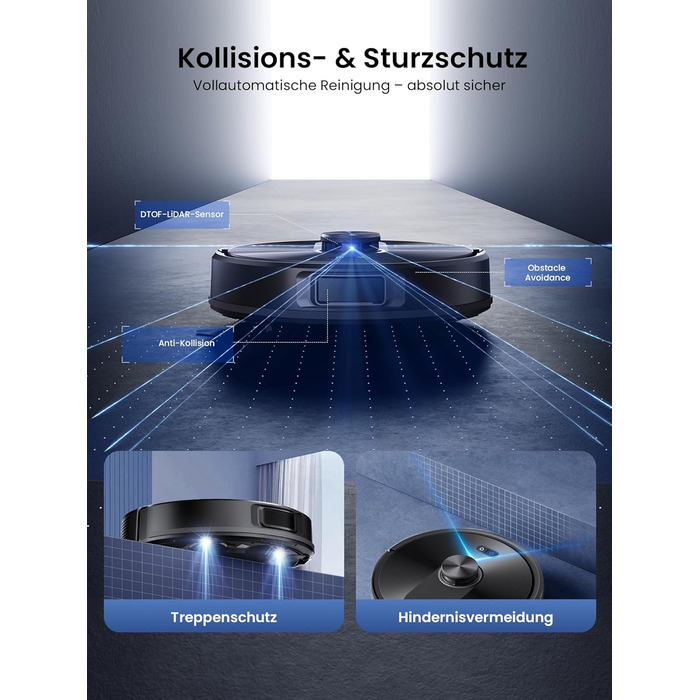 Робот-пилосос Proscenic Q10 з функцією миття, 8000Pa, 200 хвилин роботи, лазерна навігація, керування через додаток, Alexa, Siri, Apple Watch, пульт дистанційного керування для підлоги та килимів