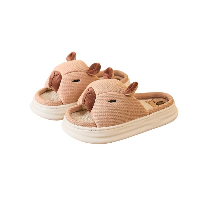 Жіночі тапочки-халат Gaolinci з мультфільмом, літні, лляні, 41/42 EU, бежевий капібара