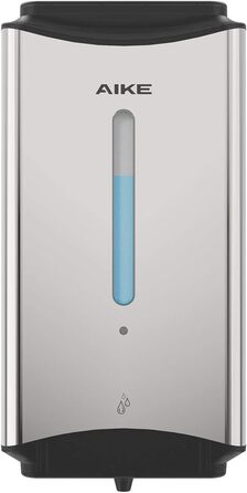 AIKE Automatic Stainless Steel Soap Dispenser, 1100ml - Commercial Wall Mount Soap Dispenser with Window, AK1206 Brushed Stainless Steel