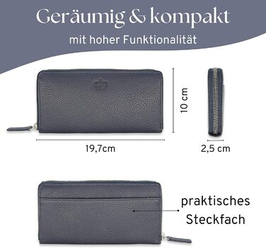 Baur Women's Wallet Genuine Leather Wallet | Wallet with RFID Protection | Large Portemonnaie with Many Card Slots | Wallet with All-Around Zipper | Portemonnaie | Women's Wallets (Red)