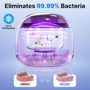 Ультразвукова мийка для ювелірних виробів та зубних протезів, 45000 Гц, 25 Вт, 200 мл, чорна