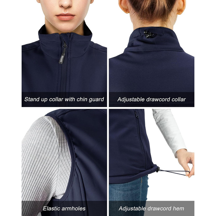 Жіноча вітровка Outdoor Ventureofthell з флісовим коміром, легка, вітронепроникна, з 4 кишенями для туризму, кемпінгу, гольфу (S, Глибокий синій)