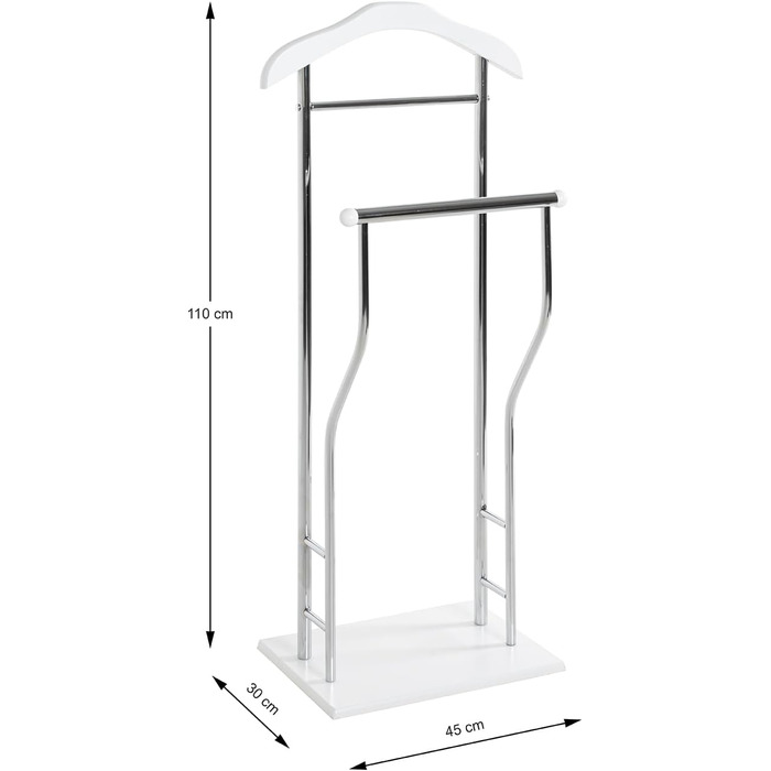 Стійка для одягу чоловіча HAKU Möbel, хром, білий, MDF, метал, 45x110x30 см, сучасний стиль