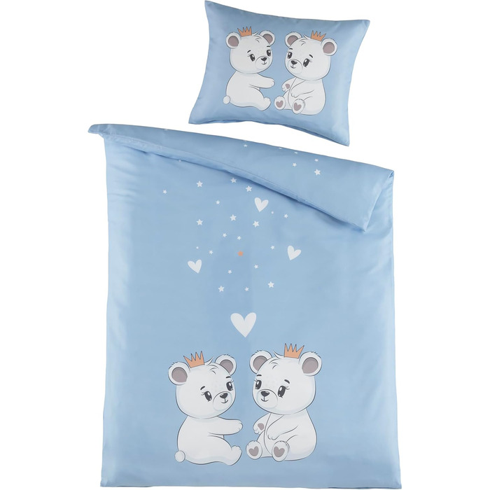 Комплект постільної білизни Kinder для дітей (100x135 см + 40x60 см) | 100% бавовна | Застібка-блискавка | Принцеси, зірки | рожевий/рожевий