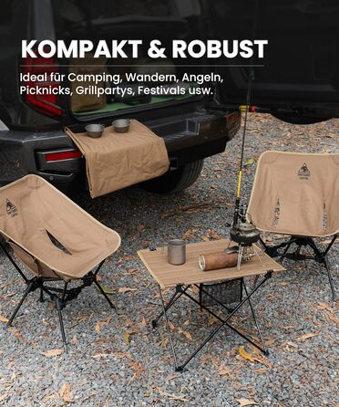 OneTigris CAMPMATE Стіл для кемпінгу складний, легкий, на 30 кг, Kojote Brown