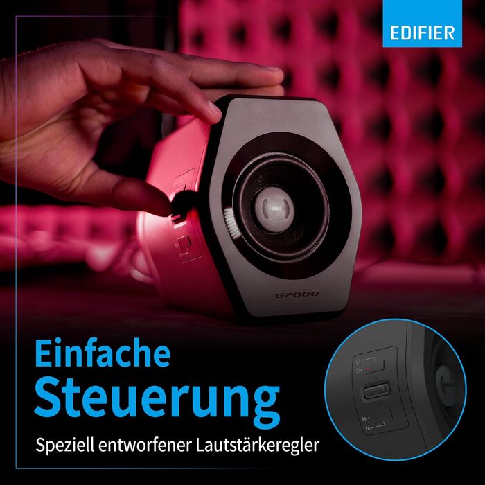 Edifier G2000 - Ігрова Bluetooth колонка з RGB підсвічуванням та 3 режимами звучання (Чорний)