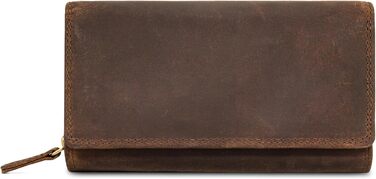 STILORD 'Elisa' Wallet for Women Brown Leather Large with Many Compartments and Zipper, Ladies Purse with RFID Protection, Women's Wallet with Extra Coin Pocket in Portrait Format, Genuine Leather