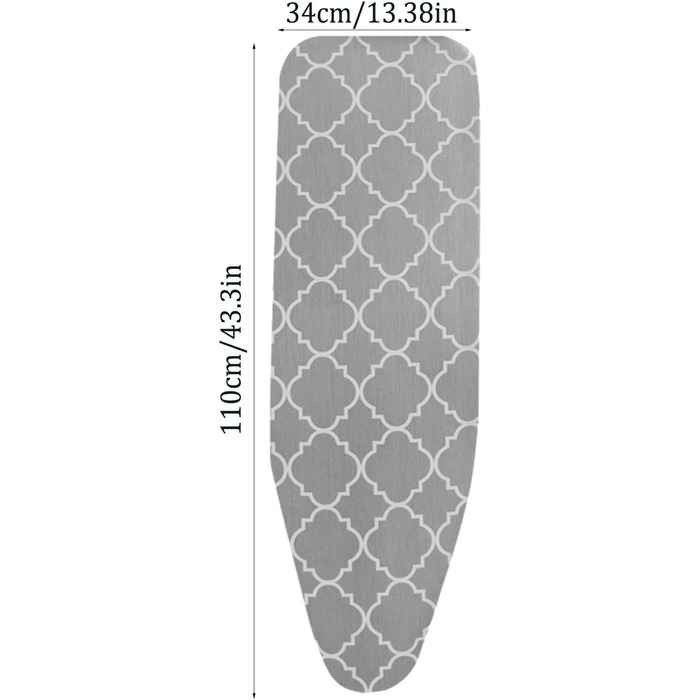 Чохол для прасувальної дошки, сумісний з парогенератором, вогнестійкий, бавовняний, з еластичним краєм, 110 x 34 см
