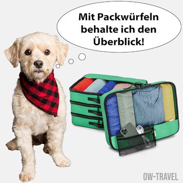 Органайзери для валізи OW-Travel: набір з 5 штук (зелені) - великі та середні