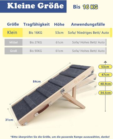 Сходинки для собак на ліжко та диван – м'які, антиковзні, складані, регульовані, портативні, до 16 кг, сірі