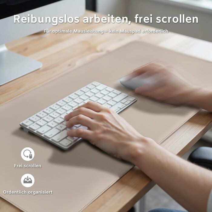 Підкладка для столу XXL з екошкіри бежевого кольору 80x40 см: антиковзка, водостійка, для офісу та дому