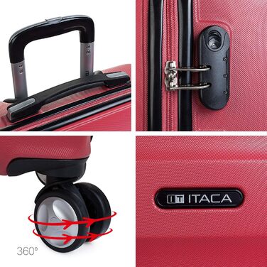 ITACA - Large Suitcase, 4 Wheels, Large Lightweight Suitcase. Rolling Travel Suitcase Large. Large Suitcase for Airplanes, Hard Shell with Checked Lock - Trolley, (Coral Red)