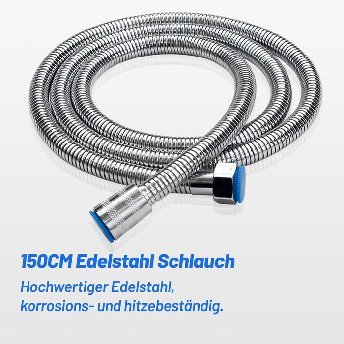 Насадка для душу VEHHE з економним споживанням води, 7 режимів, дощова лійка з кнопкою зупинки, регулюванням однією рукою та силіконовою форсункою, що запобігає засміченню, велика душова лійка з підвищенням тиску (срібна) (7 режимів / срібна / з шлангом)