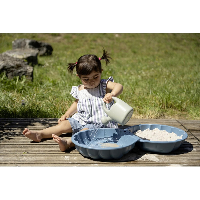Smoby Life 850210 Mini Sandpit with Double Filling – Watering Can – Shovel + Rake – Play Beach – Recycled Plastic – from 18 Months