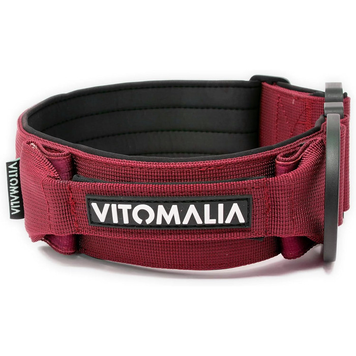 Тактичне нашийник для собак, 5 см: міцний нейлон, магнітна ручка, запобіжна застібка, для великих собак (5 см/L = 45-60 см, Бордовий)