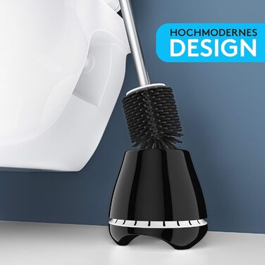 Щітка для унітазу Meister Faktur чорна - з дихаючою підставкою, антибактеріальна, для ефективного прибирання