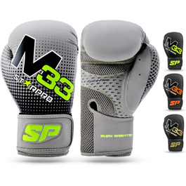 Starpro M33 Boxing Gloves for Powerful Punches & Quick Knockouts - Men's & Women's Boxing Gloves Set, 14oz Matte Grey / Neon Green